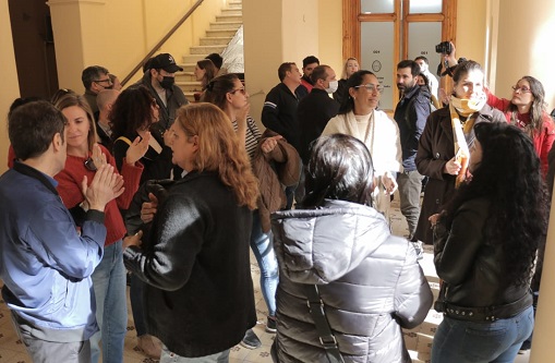 Trabajadores de la Secretaría de Cultura llevaron un petitorio a Casa de Gobierno (Foto APFDigital)